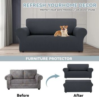 Dark Grey Stretch Sofa Slipcovers Sofa Cushion Cover with Elastic Bottom - Hangzhou Yiying Trade Co., Ltd. - China