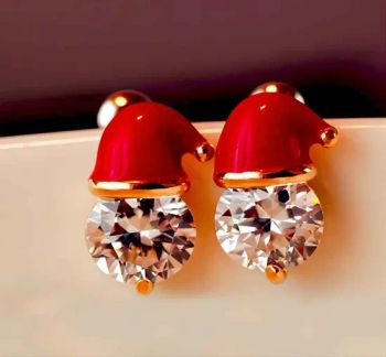 Christmas Earrings Girls Crystal Gemstone Santa Claus Christmas Hat Earrings - Skylark Network Co., Ltd. - China