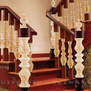 High Quality European Style Luxury Aluminium Red Rosewood Stair Handrail Balustrade Fence Column - KingLong Hardware Factory - China