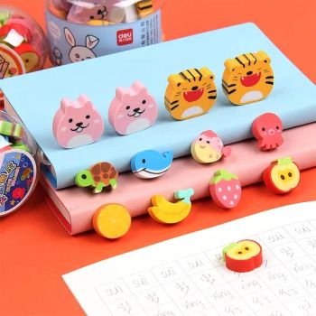Deli Stationery Barrel Small Eraser with Fruit Marine Animals Cute Eraser - Heleyou Cultural and Creative(Wuxi) Co., Ltd. - China