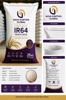 Long Grain White Rice Packaging Details 25 KG Woven Bag & PE Liner - PT Nava Kartika Global - Indonesia