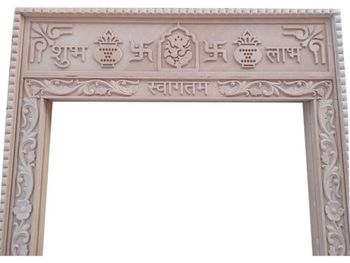 Red Temple Sandstone Door frame Color Red Type Outdoor Thickness 5 Inch Shape Rectangular Material Sandstone Usage/Application - Shree Om Banna Stone Industry - India