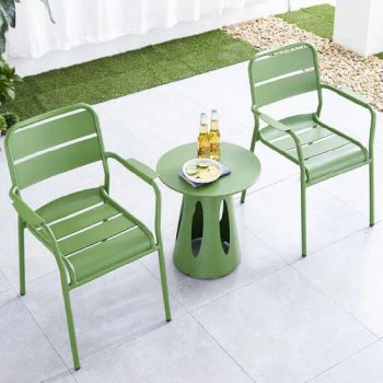 Aluminum Slat Arm Chair Antique Garden Sets Aluminium Outdoor Furniture Restaurants Dining Table Set 4 Chairs - Foshan Hanse Industrial Co., Ltd. - China