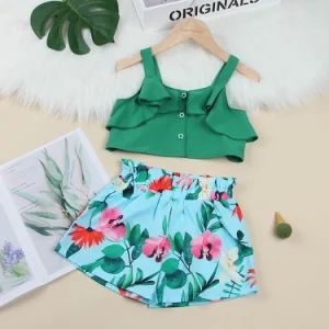Girls Clothing New Summer Sleeveless T-Shirt + Printed Bowknot Skirt Kids Clothing - Guangzhou Jingsheng Garment Co., Ltd. - China