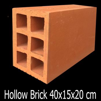 Clay Hollow Blocks, 40 * 15 * 20 cm Color Red Material Clay Design Hollow Strength 3.5 /m2 Shape Rectangular Size 40 * 15 * 20 - Baliapatam Tiles And Business Ventures Limited(formerly The Baliapatam Tile Works Ltd) - India