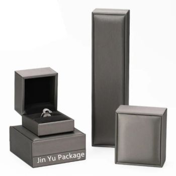 Luxury Delicate Grey Color Leatherette Plastic Jewelry Packaging Box Set - DONGGUAN JIN YU PACKAGE CO.,LTD - China