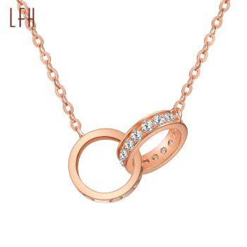 Classic Love Double Circle Pendant Necklace 18K Real Gold Jewelry - Guangzhou Laofuhua Jewelry Co., Ltd. - China