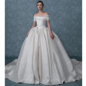 off Shoulder Wedding Gowns Satin Real Photo Bridal Dresses Z4001 - Suzhou Leader Apparel Co., Ltd. - China