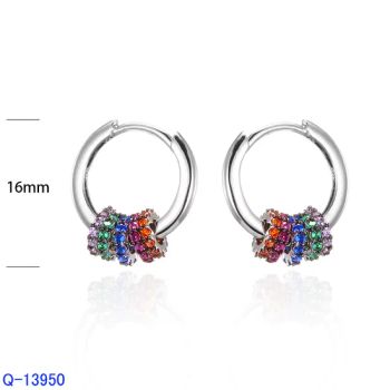925 Sterling Silver Fashion Hoop Multicolored Cubic Zirconia Earrings for Women - YLY JEWELLERY CO., LTD. - China