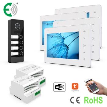 2-Wire Smart Home Security Small Apartment Intercom Video Doorphone System with Power Supply for 4 Families - Shenzhen Eeguard Technology Co., Ltd. - China