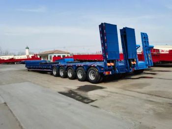 Factory Direct Sale 4 Axles Heavy Duty Lowboy Semi Trailer for Excavator Vehicle Transport Container Trailer Lowbed Semi Truck Trailers with Hydraulic Ladder - Liangshan Ka Xing Tianxia International Trade Co., Ltd. - China