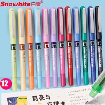 Stationery Colorful Snowhite Liquid Free Ink Roller Ball Pens Gel Pen 12 Colors Pet Box - Qingdao Changlong Stationery Co., Ltd. - China