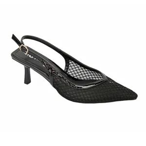 Women/Lady Mesh Fabric Pointed Toe Kitten Heel Dress Shoes with Buckle Slingback - Guangzhou Junlilai Shoes Co., Ltd - China