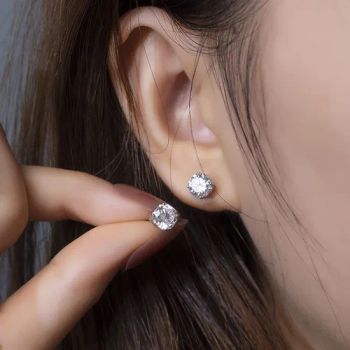Mse-591 14K White Gold Octagon Moissanite Stud Earrings for Women - Wuzhou Messi Gems Co., Ltd. - China