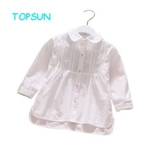 Spring and Autumn New Girls' Long-Sleeved Shirts Baby Clothes Children's White Cotton Skirts - XIAMEN TOPSUN APPAREL CO., LTD. - China