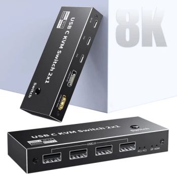 Type C Kvm Switch 2X1 HDMI2.1+Dp1.4 with 8K 60Hz 4K 144Hz - Guangzhou Cisberg Electronics Technology Co., Ltd. - China