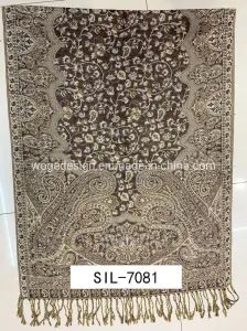 Fashion Hot Sold Ladies Jacquard Flower Polyester Blend Viscose Yarn Pashmina Scarf Poncho - Yiwu Woge Accessories Co., Ltd. - China