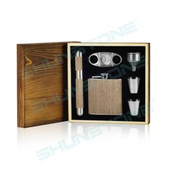 Whiskey Flask with Shot Glass Metal Cigar Tube Whiskey Cigar Set - XIAMEN SHUNSTONE HOMEWARE CO., LTD. - China