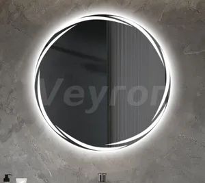 Smart Home Decor Espejos Wall Hung Vanity Makeup Shaving Cosmetic Hollywood Mirror Backlit Round Mirror with SAA CE IP44 - Hangzhou Veyron Bathroom Mirror Co., Ltd. - China