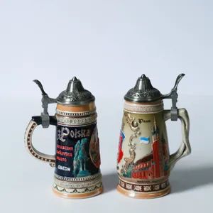 Personalized Metal Lid Beer Mug Poland Oktoberfest Souvenir Beer Stein with Large Handle - Xiamen Rising Chance Co., Ltd. - China