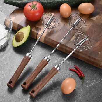 Bamboo Wooden Stainless Steel Semi-Automatic Egg Beater. Baking Egg Cream Whisk. Household Whisk. Hand Blender - Yunnan Hanyang Bamboo Crafts Co., Ltd. - China