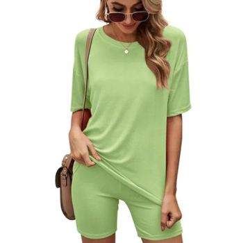 Soft T-Shirt Shorts Sets Wear Home Leisure Pajama Suit Women's Gym Set - Xiangshan Zheyu Clothing Co., Ltd - China