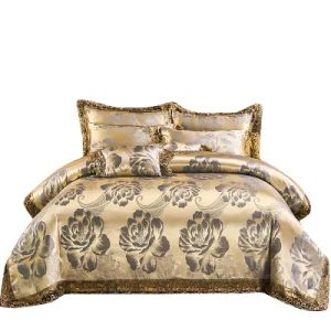 Jacquard Comforter Set 4 PCS Bedding Sets Warm Polyester Fiber Shiny Duvet Cover - Nantong Javian Textile Co., Ltd - China