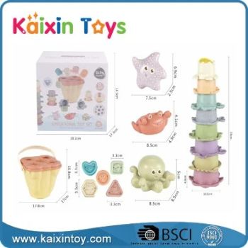 Wheat Straw Recyclable Materials Plastic Baby Bath Stacking Cup Toys - Shantou Kaixin Trading Co., Ltd - China