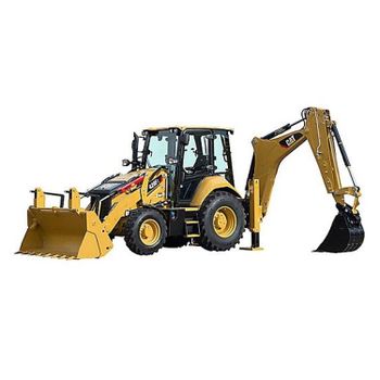 Caterpillar backhoe loader designed for heavy duty construction projects with high lifting capacity smooth hydraulic controls reinforced chassis fuel efficient engine and reliable performance for trenching excavation and site preparation tasks - SATTER FOOD AND BEVERAGE - Netherlands
