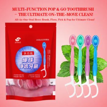 Mint & Peach & OEM Flavored Beaded Toothbrushes Disposable Mini Portable Travel Toothbrush with Toothpaste Inside - Shandong Syaao Biotechnology Co., Ltd - China
