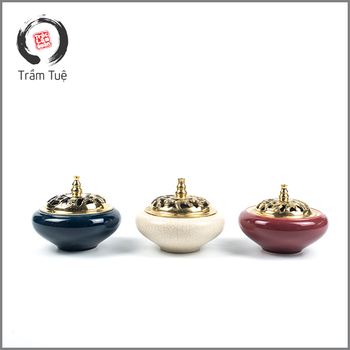 BatTrang Vietnamese Luxurious Ceramic Burner/Holder Incense Agar Wood Oud Coil, Cone, Stick, Chips - TRUC LAM QUAN TUE JOINT STOCK COMPANY - Vietnam