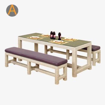Outdoor Rattan Dining Table Set with Benches All-Weather Wicker Patio Furniture for Garden & Backyard - Foshan Artsun Furniture Co., Ltd. - China
