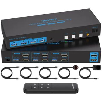 HDMI Kvm Switch 2 Monitors 3 Computers EDID Simulation 4K@60Hz 3 Ports Kvm Switches Dual Monitor for 3 PC Share 4 USB 3.0 Ports and 2 Screens with 3 USB Cables - Videoperfect Technology Co., Ltd - China