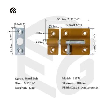 3" Barrel Door Bolt for Gates, Windows, Fences - Brown Coated - Zhongshan Safe and Firm Hardware Products Co., Ltd. - China