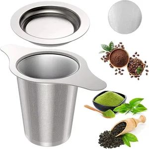 Double Handles Loose Leaf Tea Steeper Extra Fine Mesh Strainer Stainless Steel Tea Infuser Mesh Strainer with Drip Tray - Anhui Xianwei E-Commerce Co., Ltd - China