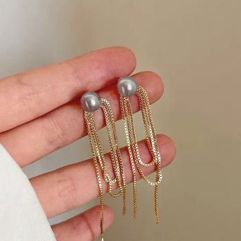OEM Gold Star Fashion Pearl Tassel Hoop Earrings 16102 1pc/Bag 5x5x5cm 0.020kg - Ningbo Cocal Import & Export Co., Ltd - China