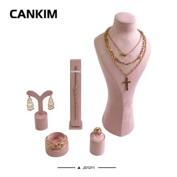 Stylish Good Quality Jewelry Display Pink Jewelry Display Velvet Jewelry Display Set for Jewelry Store Showcase - Guangzhou Cankim Co., Ltd - China