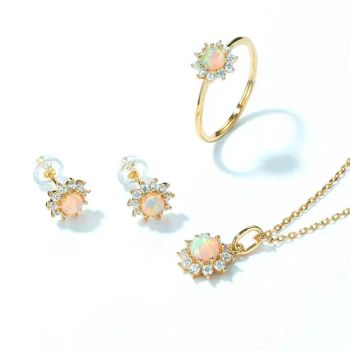 Flower Round Opal/Blue Topaz Jewelry Sets for Women 925 Sterling Silver Wedding Engagement Set Zircon Jewelry - Dianzi Jewelry Manufacture Co., Ltd - China