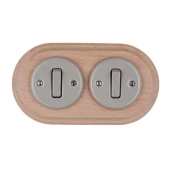 Vintage Ceramic Double Gang Wall Switches with Wooden Frame - Fuzhou Keruida Electric Porcelain And Appliance Co., Ltd. - China