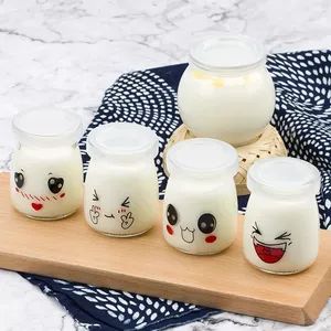 100ml 150ml 200ml Pudding Yogurt Water Glass Jar Bottles with Plastic Lid - Zibo Chuangxinzhe International Trade Co., Ltd - China