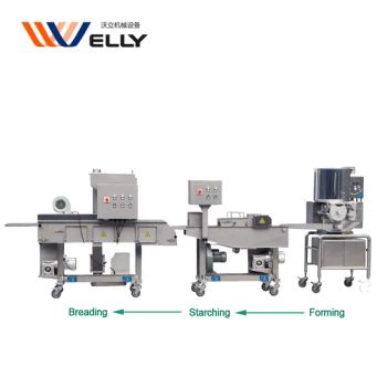 Popular Pumpkin Pies Starching Machine Prawn Cutlet Flour Breadcrumb Machine Meat Cutlet Maker Line - Henan Welly Machinery Equipment Co., Ltd. - China