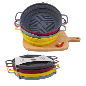 Custom 19cm 7.5 Inch Foldable Silicon Round Bake Pan Reusable Airfryer Silicone Baking Tray for Air Fryers - Shenzhen Hewang Silicone Product Co., Ltd. - China