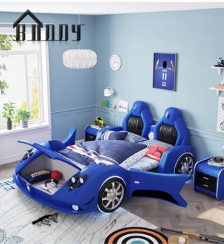 Wholesale High Quality Kid PU Bed LED Light Kid Child Bed Race Car Bed Kids Beds Bedroom - FOSHAN BUDDYHOME HOUSEWARE CO., LTD. - China