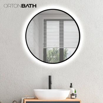 Ortonbath Round Backlit Black Framed LED Mirror Bathroom Wall Mounted Vanity Mirror, Dimmable Anti-Fog Bathroom Mirror, IP54 Waterproof 4 Side LED Light - Hangzhou Orton Bathroom Co., Ltd. - China