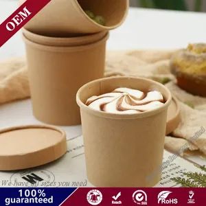 Paper Take out Containers Biodegradable Bamboo Kraft Paper Soup Ice Cream Cup Salad Bowl Takeaway Tubs - Qingdao Yide Shine Industry Co., Ltd. - China