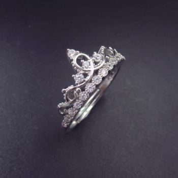 Fashion Jewelry Crown Silver Cubic Zirconia Ring for Girls Princess Very Cute Castl Engagement - Shenzhen Chenqi Limited - China