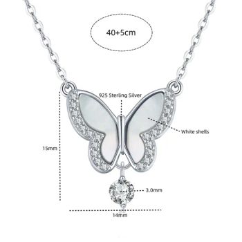 Butterfly Necklace for Women 925 Sterling Silver CZ Diamond Pendant Necklaces Jewelry for Women Girlfriend Mom Grandma Opal Butterfly Pendant - Guangzhou Panyu Longlong Jewelry Factory - China