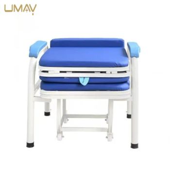 Durable Hospital Furniture Metal Adjustable Foldable Medical Accompany Chair with Wheels - Guangzhou Umy Medical Equipment Co., Ltd. - China
