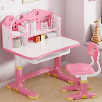 Ergonomic Kids Learning Desk Chair Set Blue Pink Height Adjustable Home Furniture Wooden Children Study Tables - Hangzhou Mingchuang Foreign Economic and Trade Co., Ltd. - China