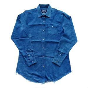 Mens DTG Print Blue Cotton Fashion Casual Fit OEM Denim Shirt - Yancheng City Zhou Chi Imp. & Exp. Co. Ltd. - China